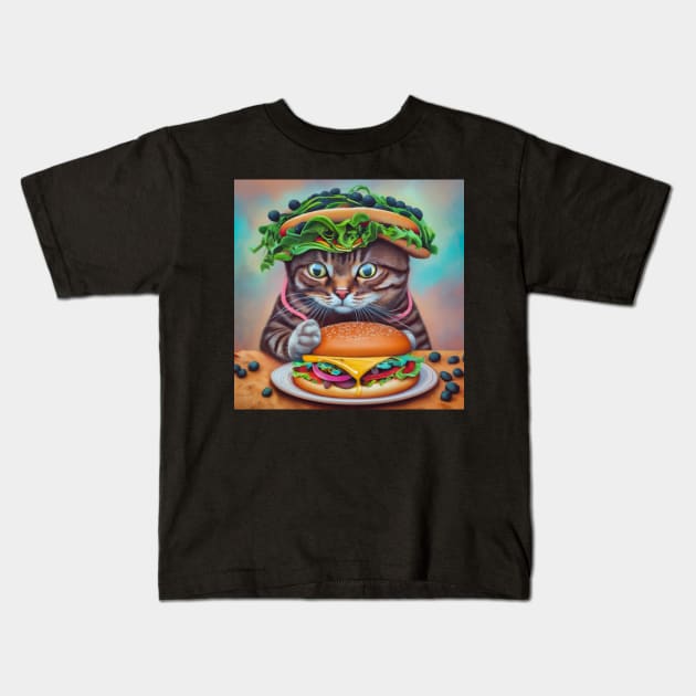 cheeseburger Jesus cat Kids T-Shirt by Catbrat